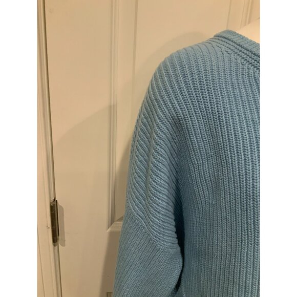 Reformation Blue Knit Cropped Sweater Crew Neck, Size Medium - Picture 4 of 9